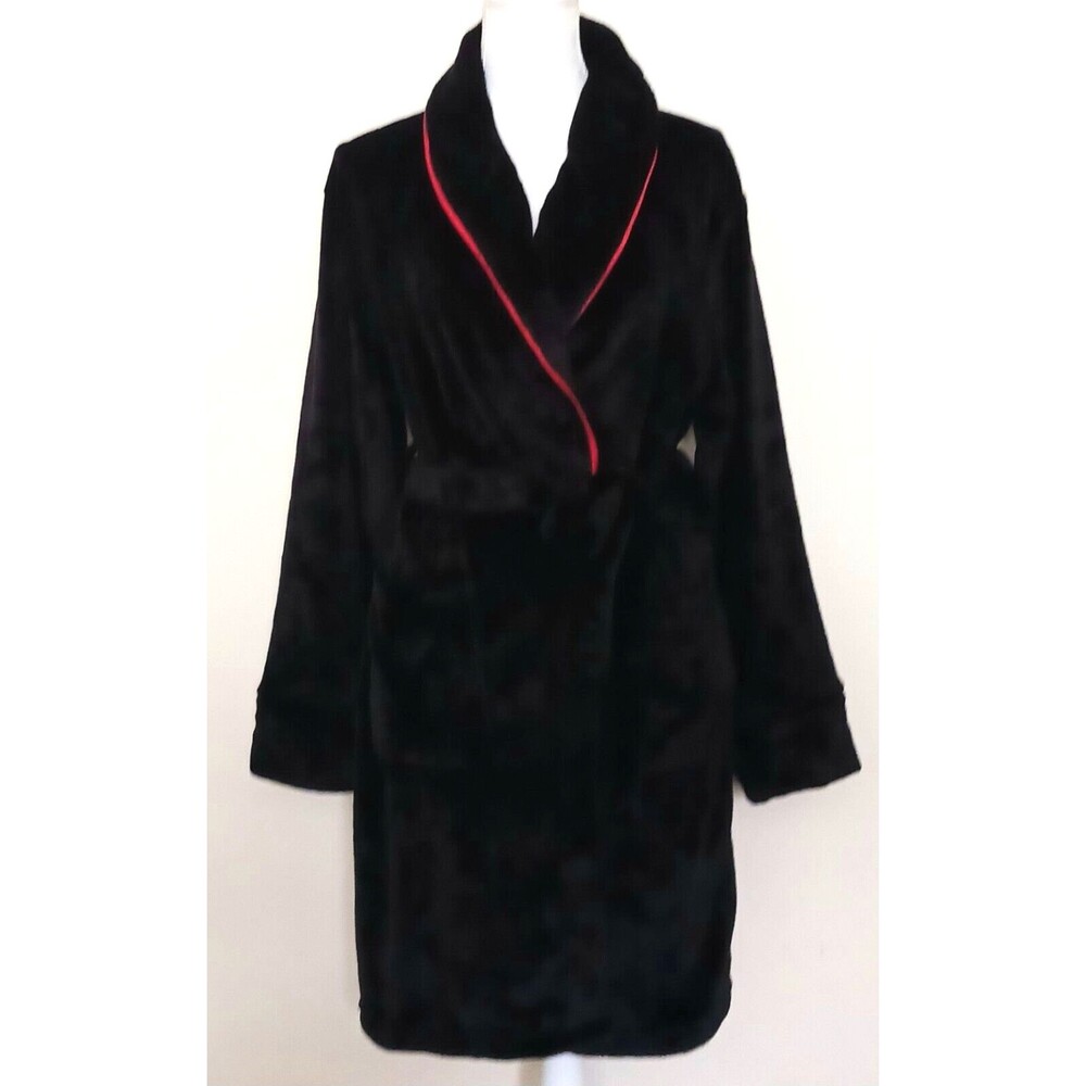 Rae Dunn Hocus Pocus Halloween Soft Blk Velour Belted Robe Sz L Knee Length - Picture 3 of 6